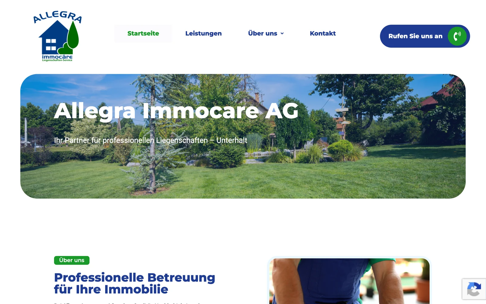 Website der Allegra Immocare AG