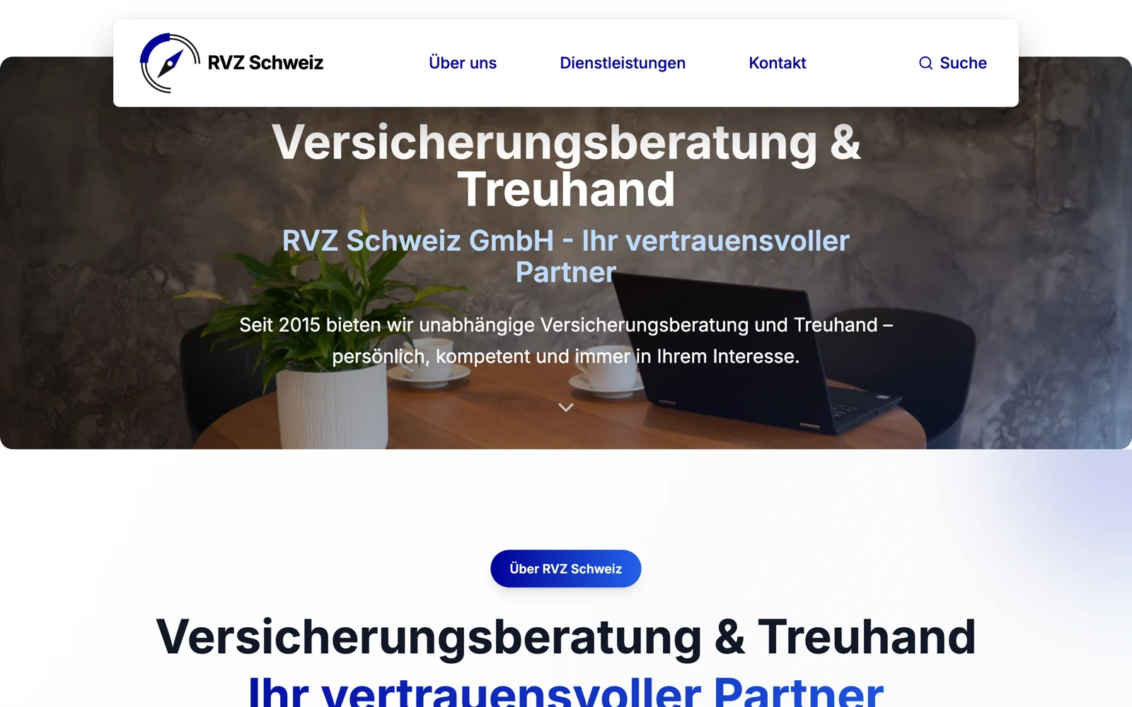 Website der RVZ Schweiz GmbH